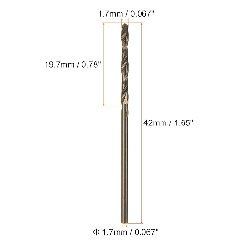 10pz Punte da Trapano Jobber Cobalto 1,7mm / 0,067' Acciaio ad Alta Velocità HSS M35 Utensile Punta Elicoidale per Acciaio Inossidabile Rame Legno Plastica e Altri Materiali Duri - Honorern