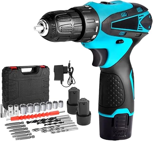 Trapano Avvitatore Batteria 18V 25Nm con 2 Batterie e 1 Caricatore 0-1300 RPM 2 Velocità con LED Luce Mandrino Autoserrante 10mm 24 Accesori in Valigetta - Honorern