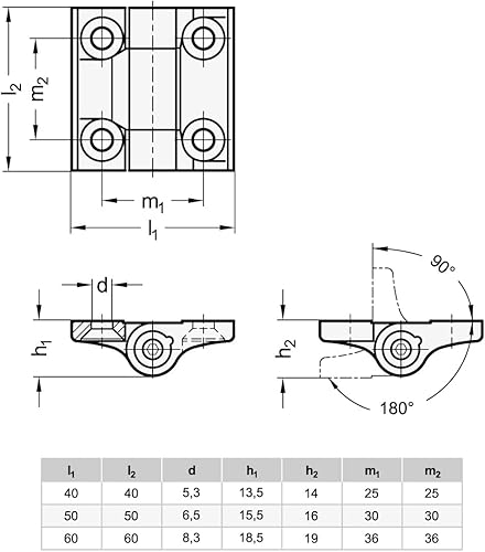 Cerniere | frizione regolabile | coppia regolabile | resistenza all'attrito | GN 437-ZD-40-40-A-SW | zinco pressofuso | 40 x 40 mm - Honorern