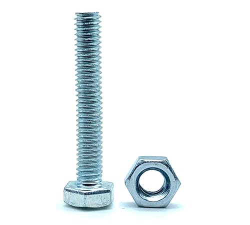 Set 10 Viti Testa Esagonale + 10 Dadi M14x80mm | Acciaio Zincato | Bulloni e Dadi per Ferramenta - Honorern