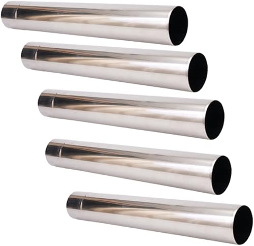 5 tubi per camino in acciaio inox, Ø 6 cm, tubo per stufa, tubo rotondo in acciaio inox, tubo per camino antiruggine, per scarico sicuro dei gas di combustione - Honorern