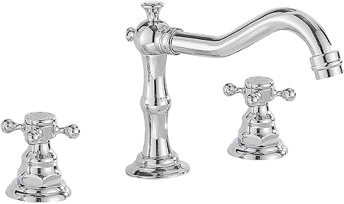 Rubinetto miscelatore vintage a 3 fori per lavabo a doppia maniglia diffuso per lavabo da bagno rubinetto per vasca da bagno, montaggio su piano, 20,3 cm, 2 maniglie e 3 fori, rubinetto cromato - Honorern