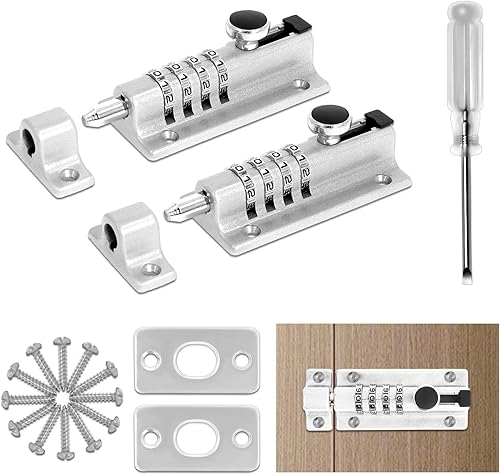 Chiavistello con Combinazione 2 Pezzi, Chiavistello per Porta con 4 Cifre Serratura, 120mm Bullone di Bloccaggio a Combinazione per Capannone/Giardino/Garage/Aarmadietto (Nero) - Honorern