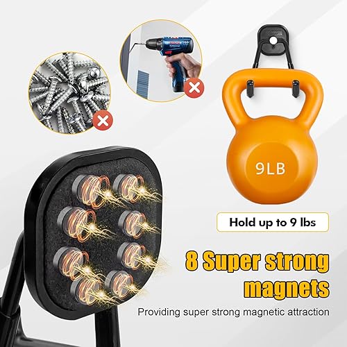 2 Ganci Magnetici a Doppio Dente - Ganci Magnetici Grandi per Garage, Ripostiglio, Ganci per Garage, Barche, Camper, Officina - Honorern