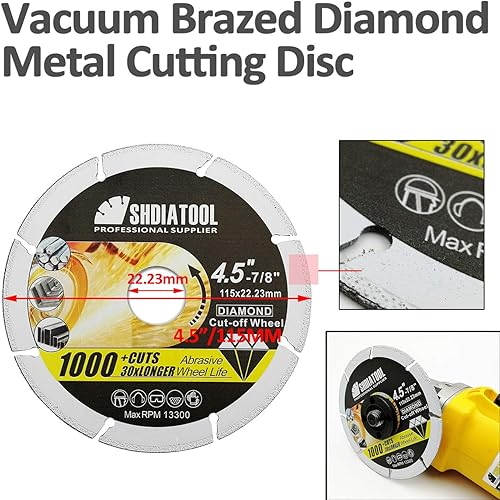 SHDIATOOL Disco da Taglio in Metallo Diamantato 115 mm per Tubo di acciaio Tondino per cemento armato Angolo di acciaio - Honorern