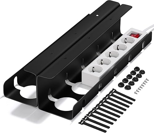 2 Porta Cavi Scrivania,Organizzatore Cavi la Scrivania,Senza Forare,Vassoio per la Gestione dei Cavi Sotto la Scrivania,Utilizzato per Nascondere i Cavi, Ordinato Sulla Scrivania(22 pezzi) - Honorern