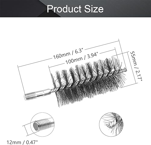 M12 Spazzola per camini per pulizia tubi in filo di acciaio M12 Diametro 25 mm 2 pezzi - Honorern