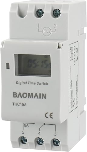 THC15A Timer digitale programmabile, 24 V CC 16 Amp. SPST, temporizzatore digitale LCD programmabile settimanalmente, montaggio su guida DIN da 35 mm - Honorern