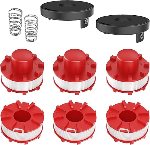 Bobina di filo di ricambio compatibile con Einhell GE-CT 36/30 LI E SOLO, AGILLO 36/255 BL, AGILLO 18/200, bobina di filo di ricambio compatibile con Einhell 3405096, tappo TLE-01-1 (6 bobine - Honorern