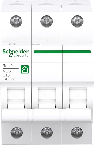 Schneider Electric R9F24316 Interruttore Automatico Resi9 3P C16A caratteristico 6kA, Bianco - Honorern