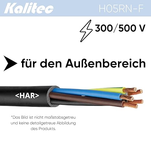 H05RN-F - Cavo in gomma 2 x 0,75 mm², senza conduttore di protezione per esterni, cavo elettrico nero, flessibile, resistente ai raggi UV e all'olio, cavo di collegamento, cavo in gomma a 2 - Honorern