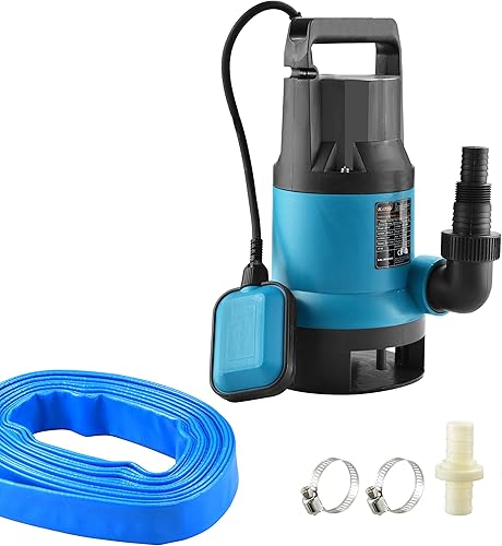 Katsu Pompa sommergibile portatile da 400 W per acqua pulita e sporca per laghetti da giardino, piscine e fossati + interruttore galleggiante - Honorern