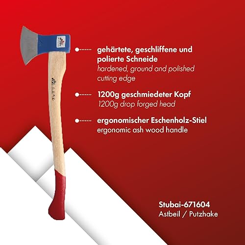 Stubai 671604 Accetta con Manico, Din 7287, 1200 G - Honorern