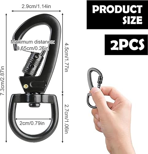 2pcs Moschettone Arrampicata, Moschettoni Portachiavi, Girevole Robusto a Forbice per Guinzaglio Cani, Alpinismo, Portachiavi (A: Nero) - Honorern