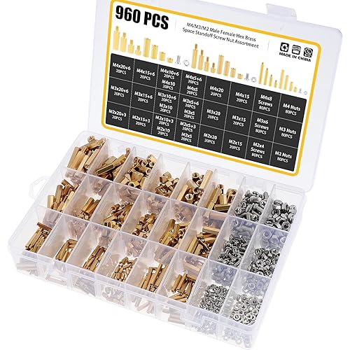 HSEAMALL 940 pezzi in nylon esagonale standoff distanziatore vite dado M2 M2.5 M3 M4, nero filettatura esterna colonna PCB scheda madre standoff vite - Honorern