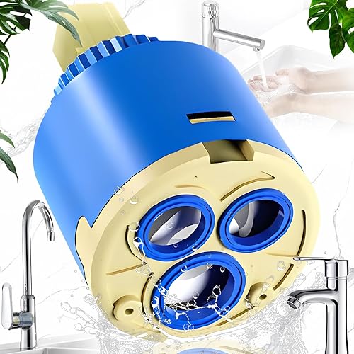 SoundZero Cartuccia a disco in ceramica, Cartuccia rubinetto per rubinetti monocomando, Cartuccia Rubinetto Miscelatore 35mm, Rubinetto di ricambio cartuccia, Cartuccia in ceramica da 35 mm (blu) - Honorern