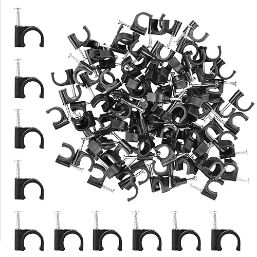 Fermacavi rotondi per cavi da 9 mm, 100 pezzi per confezione, per battiscopa, fascette per cavi per Ethernet, cavi elettrici, pareti - Honorern