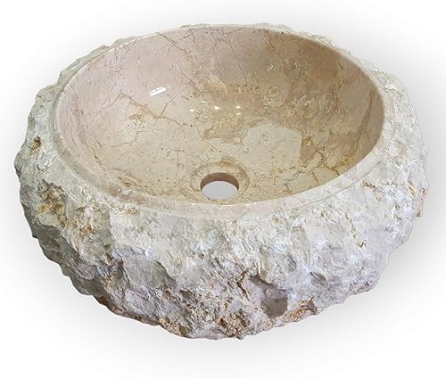 Lavabo da appoggio in marmo con pietra di rottura, 30 cm, in marmo chiaro - Honorern