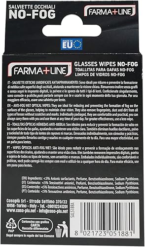 FARMA+LINE Salviette Occhiali No-Fog 20Pz - Honorern
