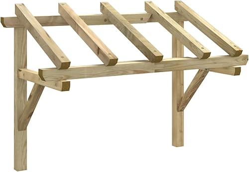 Casa Tettoia per Porta d'Ingresso Pensilina Tettoia per Esterno Coperture per Tettoie Pensilina Porta Esterna Pensilina per Copertura Pensilina da Esterno 150x100x100 cm in Legno di Pino Decor - Honorern