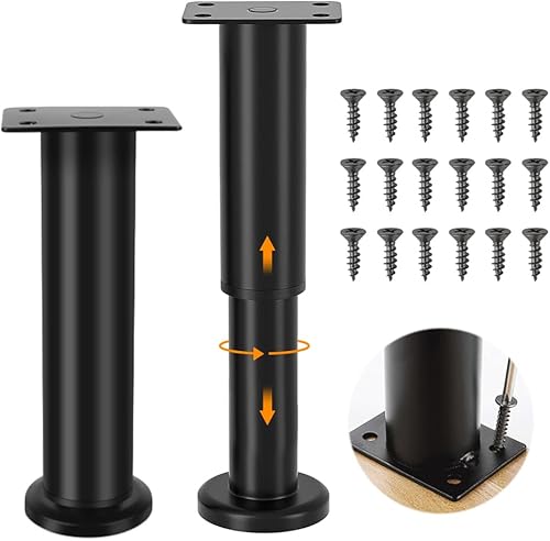 Piedini per mobili regolabili in altezza con base,in acciaio laminato a freddo,18-30cm Piedini Regolabili per Mobili,Gambe in Metallo,per in acciaio per divano,armadio（2 pcs） - Honorern