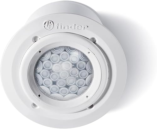 Finder Rilevatore di Movimento per Interno Tipo 18.31. Montaggio a controsoffitto/cartongesso. Dotato di 1 NO 10. Programmazione standard. Con contatto di uscita a potenziale di rete - Honorern