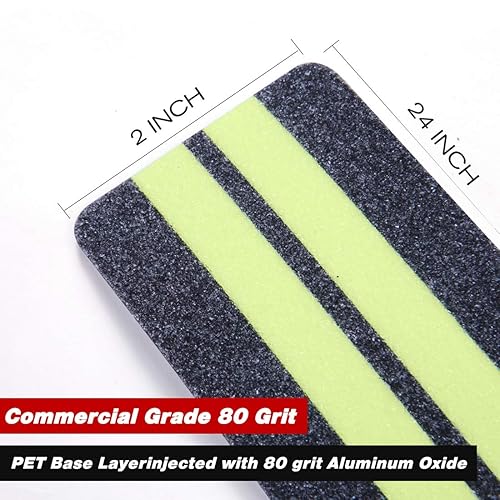 Nastro Anti Scivolo/Glow-in-dark da 5 x 60 cm – Premium 15 Strisce Pretagliate, Impugnatura Adesiva Antiscivolo a 80 Grana e Previene il Rischio di Scale o Altre Esigenze di Sicurezza (15 pezzi) - Honorern