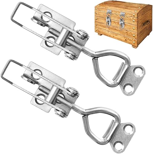 Set di 2 Chiusure di Bloccaggio in Acciaio Inox M6 Con Leva, Sicurezza Regolabile per Armadio, Porta, Casse - Honorern