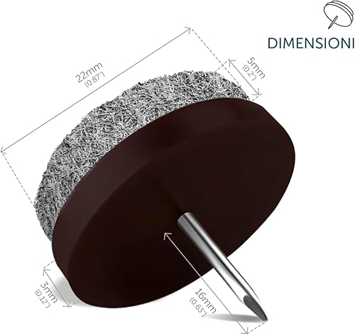 24 Pezzi Feltrini per Sedie Mobili - Ø 22mm Piedini in Feltro per Sedie Mobili - con Semplice Installazione a Vite - Honorern