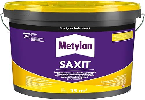 Saxit, Adesivo Acrilico Beige per Incollaggi di Rivestimenti in Interni, Piastrelle, Perlinature, Mosaici, PVC rigido, Schiuma di PVC, Sughero, Zoccolini e Battiscopa, Secchio da 6Kg - Honorern