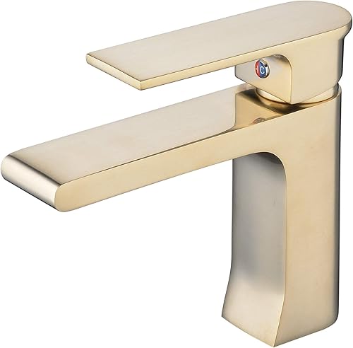 Rubinetto Bagno Lavabo Rubinetto Moderno di Alta Qualità Miscelatore Monocomando per Lavabo Bagno Rubinetto Lavandino Bagno,Pennello dorato, Beelee BL6308BG - Honorern
