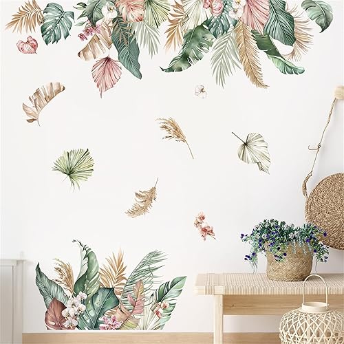 Adesivi Murali Foglie Palma Boho Adesivi da Parete Piante Foglie Tropicali Decorazione Murale Camera da Letto Soggiorno Camerette Finestra - Honorern