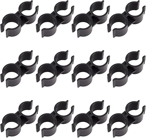 GORGECRAFT 12PCS Morsetti per Tubi Doppi in Plastica Connettore per Palo per Mensole Morsetto per Tubi Collegamento Magazzino Supermercato Scaffale Collegamento Clip di Fissaggio Accessori, Nero - Honorern