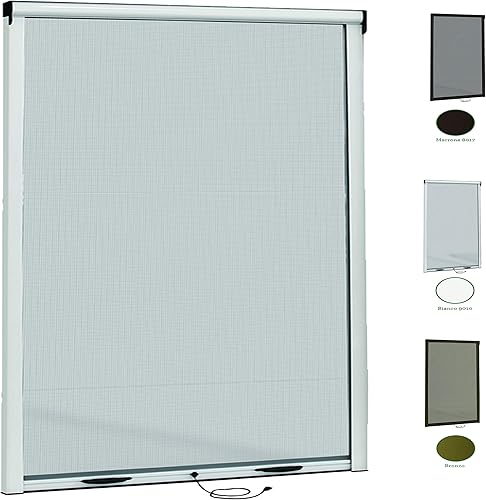 Zanzariera Finestra A Rullo Scorrevole - Verticale Riducibile In Alluminio Verniciato Fai Da Te Istruzioni e Accessori Inclusi Bianco (100x160+frizione+rullo 3 cm) - Honorern