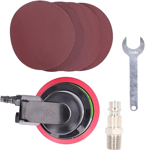 Levigatrice Orbitale Casuale Ad Aria, Set Lucidatrice Ad Aria a Disco 5 Pollici Levigatrice Ad Aria Levigatrici Orbitali Casuali Levigatrice Pneumatica per Carta Vetrata - Honorern