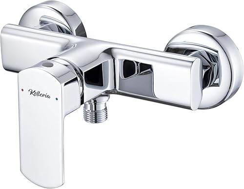 Rubinetto per doccia, miscelatore monocomando per doccia, montaggio a parete, miscelatore per doccia, rubinetto a parete, miscelatore monocomando in ottone, cromato, erogatore G1/2 - Honorern