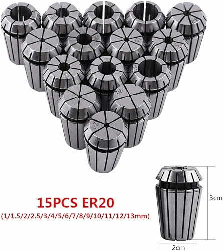 Set di Pinze a Molla ER20 da 15 Pezzi per Macchina per Incidere CNC e Utensili per Tornio di Fresatura Pinze per Router da 1-13 Mm, Pinze Er, Pinze - Honorern