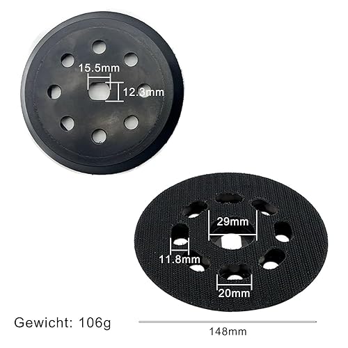 VZU Piatto abrasivo in velcro da 125 mm, con 8 fori, compatibile con Black & Decker BD190, KA190E, SPEC375, smerigliatrice orbitale, piatto in velcro - Honorern