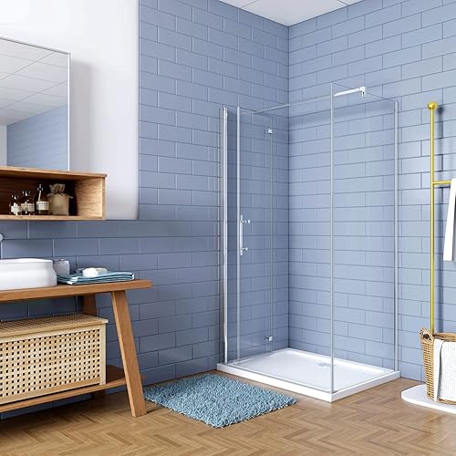 195cm Box Doccia Angolare Porta Battente Pieghevole con Parete Fissa 70x90cm in Vetro Temperato 6 mm Anticalcare Barra Stabilizzatrice da 90 cm Cromo Lucido - Honorern