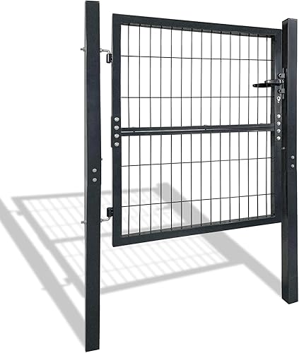 Cancello da giardino in metallo, robusto cancello in acciaio zincato - griglia a onde individuali (100x100cm) - Honorern