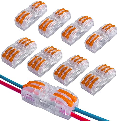30Pcs KV212 / KV313 Leva-Dado Cavo Connettori Set, Bilaterale Trasparente Connettore Conduttore Compatto, Morsettiera Cavo Connettore Molla Rapido - Honorern