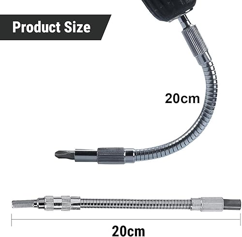 Prolunga Flessibile per Trapano E Avvitatore, 200mm x 1/4' Attacco Esagonale Albero Flessibile Prolunga Trapano, 360° Rotazione Flexible Extension per Riparazioni in Spazi Ristretti - Honorern