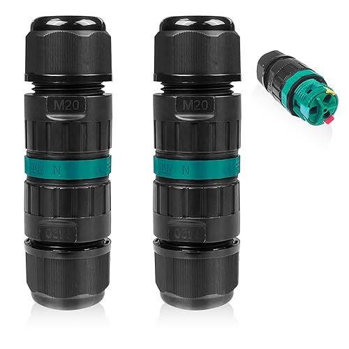 2 Pezzi Connettori Elettrici Impermeabili, Connettore Stagno, Scatola di Giunzione, Manicotto di Collegamento Cavo, Cassetta Derivazione Stagna per Diametro Cavo 5-9 MM, 9-12MM - Honorern