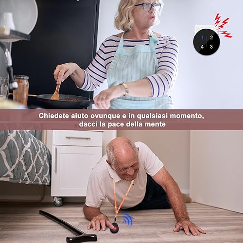 DAYTECH Pulsante di emergenza per anziani con display digitale, pulsante di emergenza per anziani, sistema di allarme di emergenza, per pazienti anziani disabili, per bambini - Honorern