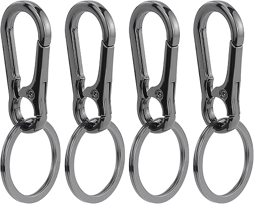 Set di 4 Portachiavi con Moschettone – Piccolo Moschettone in Metallo, Rimovibile – Moschettone Portachiavi per Chiavi Auto, Zaino, Campeggio e Viaggi, Ganci Portachiavi - Honorern
