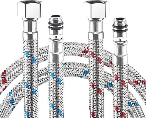 Set di 2 Tubo di Collegamento per Rubinetto G3/8 x M10 Acciaio Inossidabile Intrecciato Tubo Flessibile 60cm Tubo Flessibile Doccia per Lavandino Cucina Bagno - Honorern
