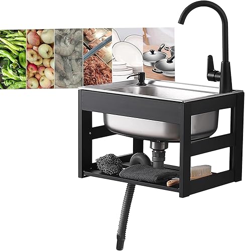 Lavello Da Esterno Lavello Da Cucina, Lavabo Professionale Sospeso A Paretecon Filtro E Rubinetto, Antiruggine E Resistente All'usura, Per Garage Ristorante Cucina Lavanderia, Lavabo Esterno - Honorern