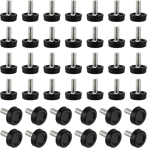 40 piedini regolabili M8, piedini a vite da tavolo da 20 mm, piedini regolabili in altezza, piedini filettati, piedini regolabili, vite di regolazione, plastica da avvitare ai mobili, colore - Honorern