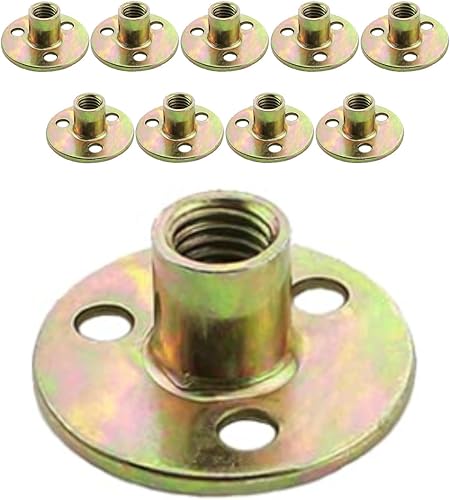 10 Pezzi Dado Flangiato M8, Dado a T con Foro Bavato M10,Dadi a 3 Fori, in Ferro Zincato con Base Rotonda per Fissaggio Mobili di Collegamento, per Collegamento mobili, M8x36x2.5mm - Honorern