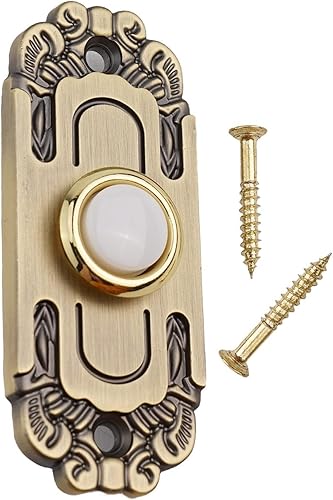 Pulsante per campanello resistente in metallo luminoso, pulsante cablato per campanello resistente, pulsante per campanello in metallo ottone vintage LED luminoso pulsante cablato - Honorern